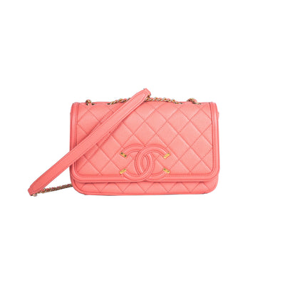 Chanel Classic Caviar Mini Pouch Coral - THE PURSE AFFAIR