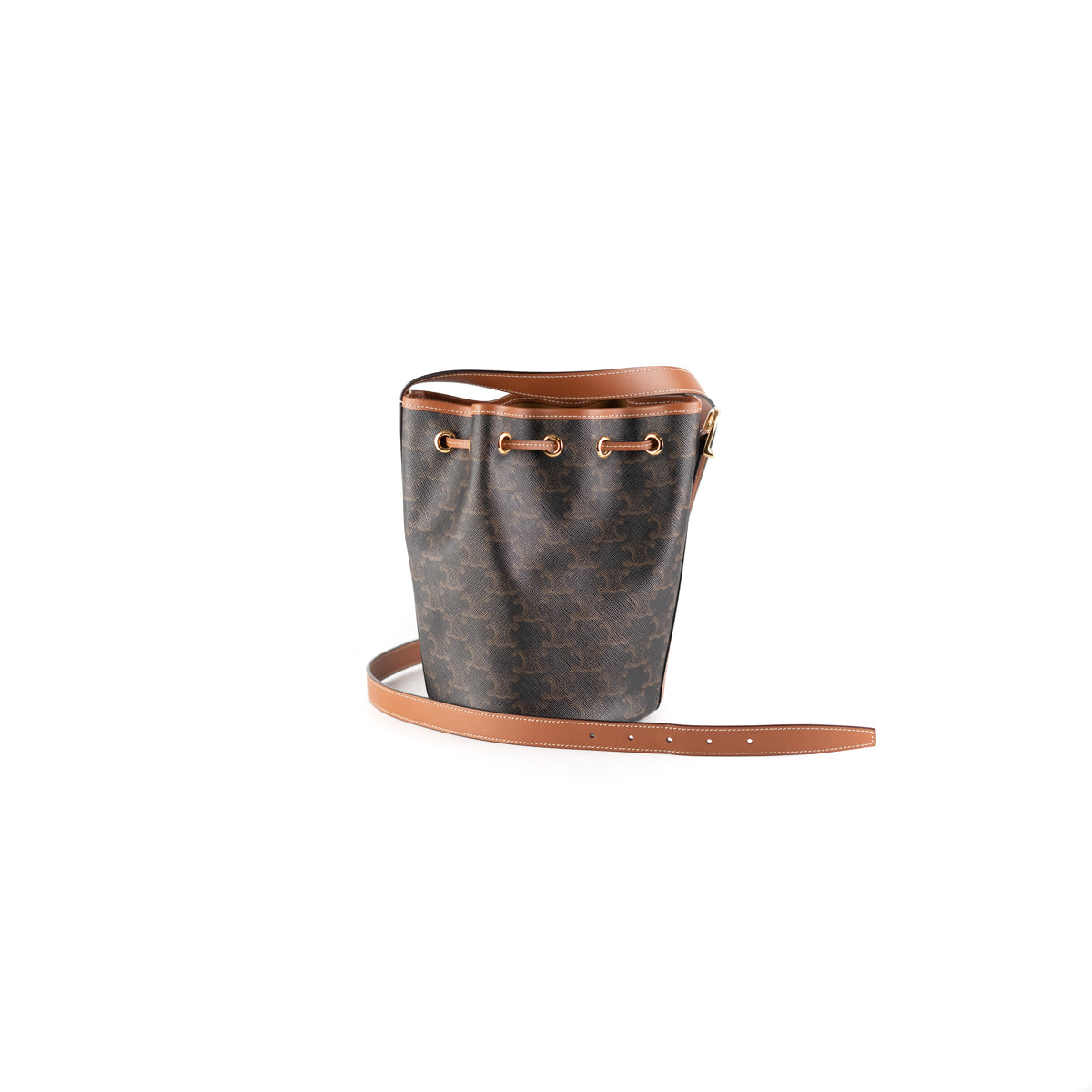 Shop CELINE Triomphe Canvas Small bucket in triomphe canvas and