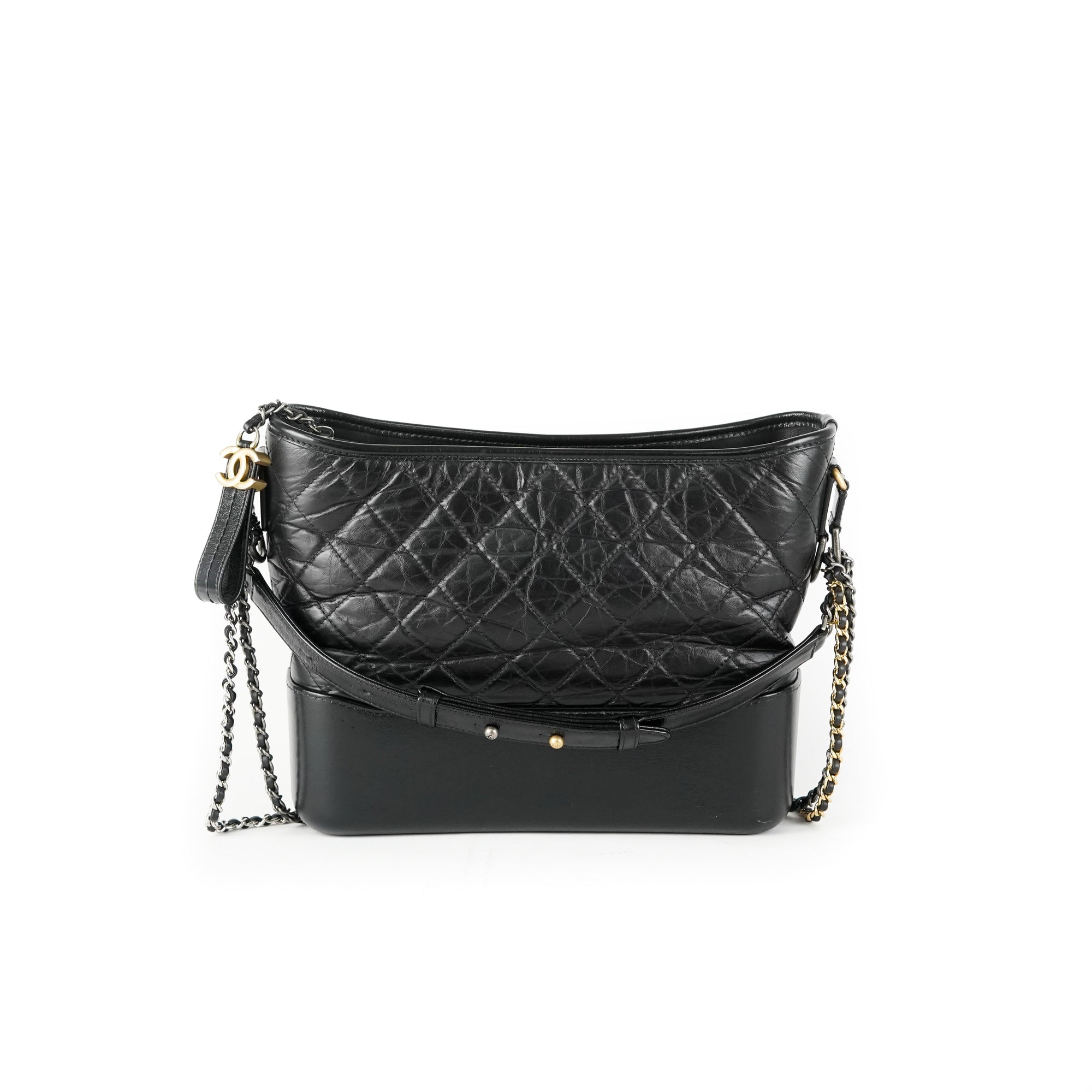 Chanel Small Gabrielle Black Croc Embossed Bag - THE PURSE AFFAIR