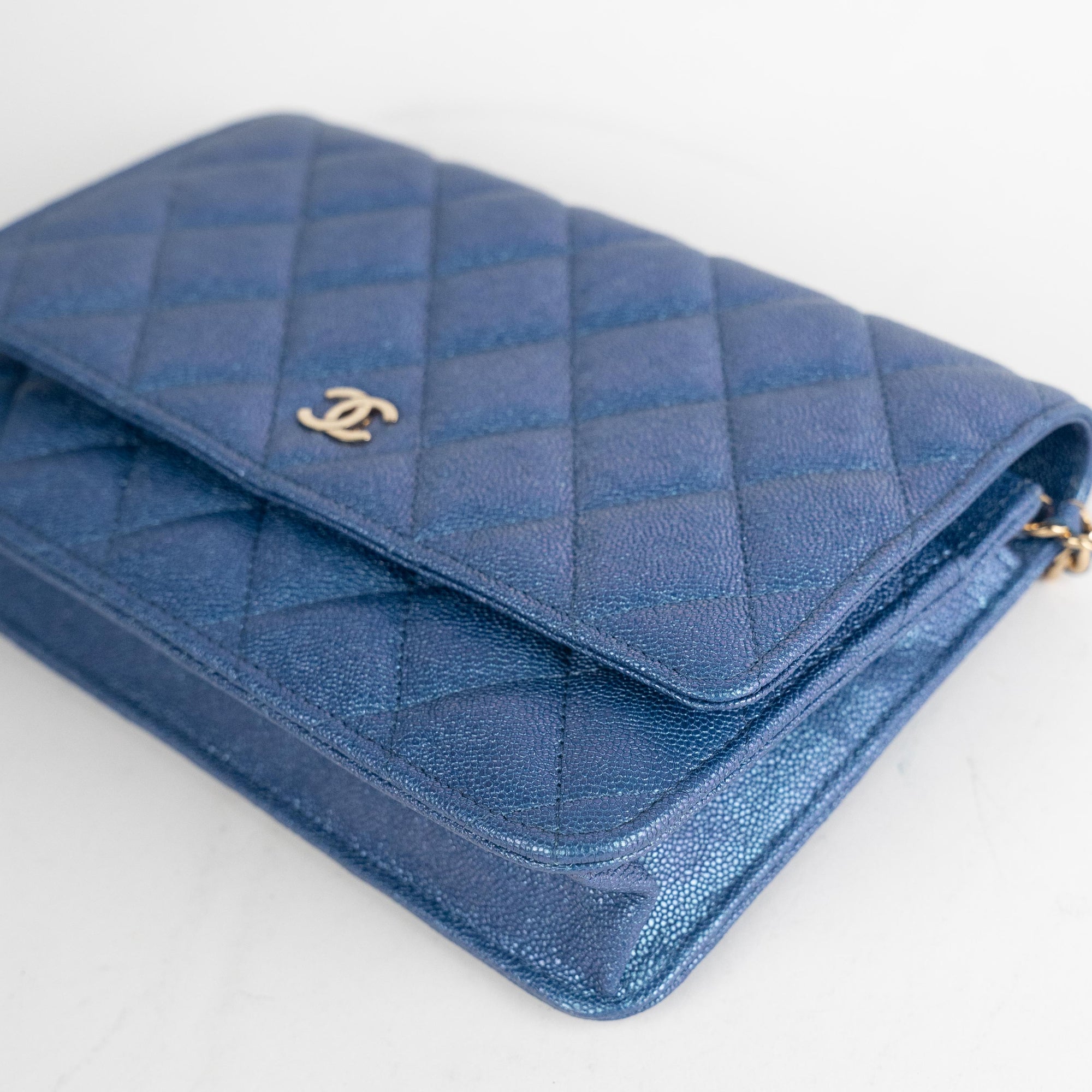 Chanel women's blue tweed wallet on chain with life buoy – Loop Generation