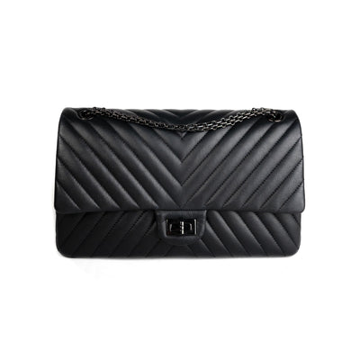 Chanel Black 255 Reissue Chevron Quilted Calfskin Leather So Black 225  Flap Bag  Yoogis Closet