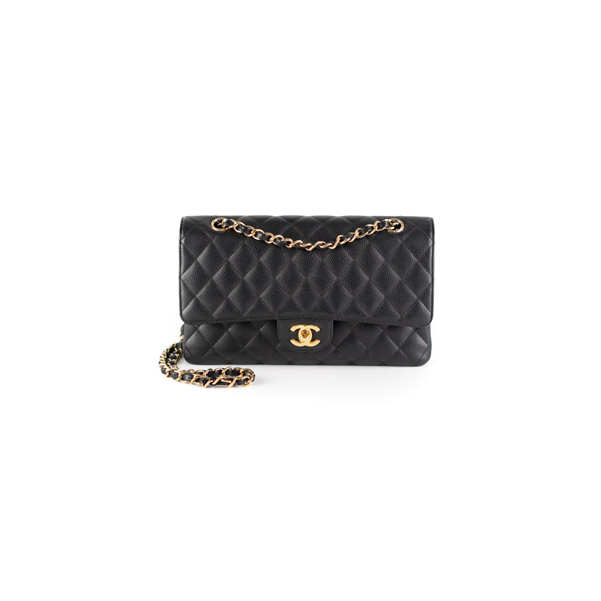 Chanel Black Quilted Caviar Small Classic Flap Wallet  STYLISHTOP