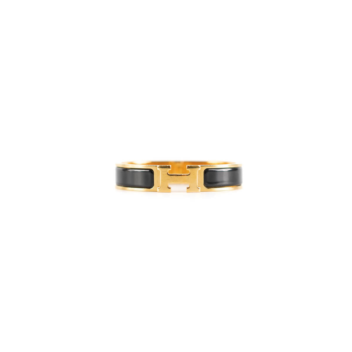 Hermes Narrow Clic H Bracelet (Noir/Yellow Gold Plated) - PM