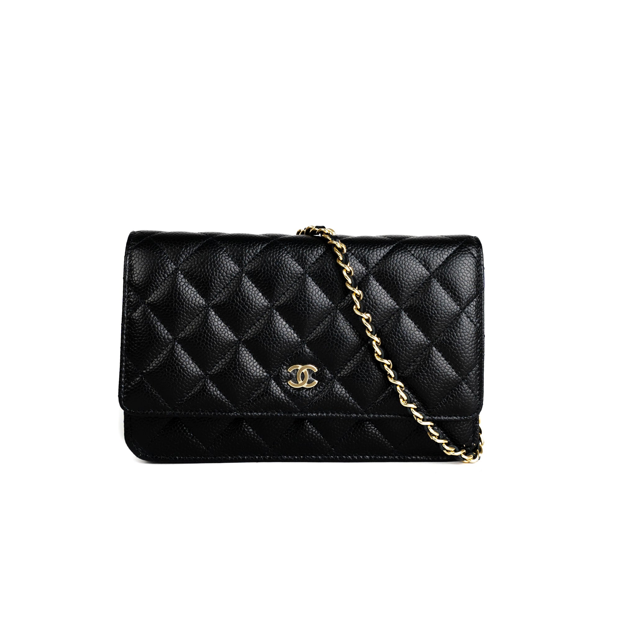 Chanel Wallet on Chain WOC Dark Blue Iridescent Calfskin Antique Gold   Madison Avenue Couture
