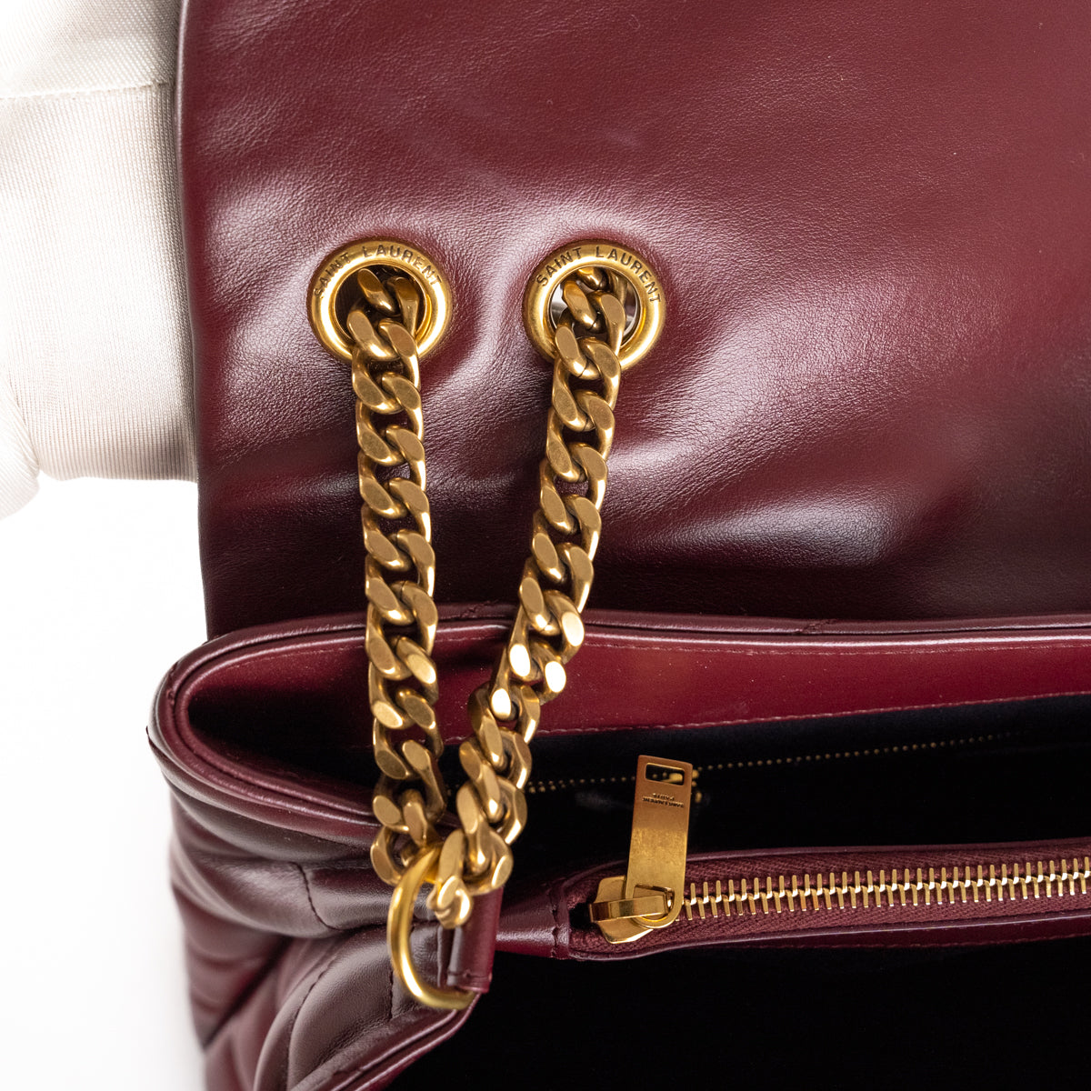 Saint Laurent Loulou Large Bag Burgundy - THE PURSE AFFAIR