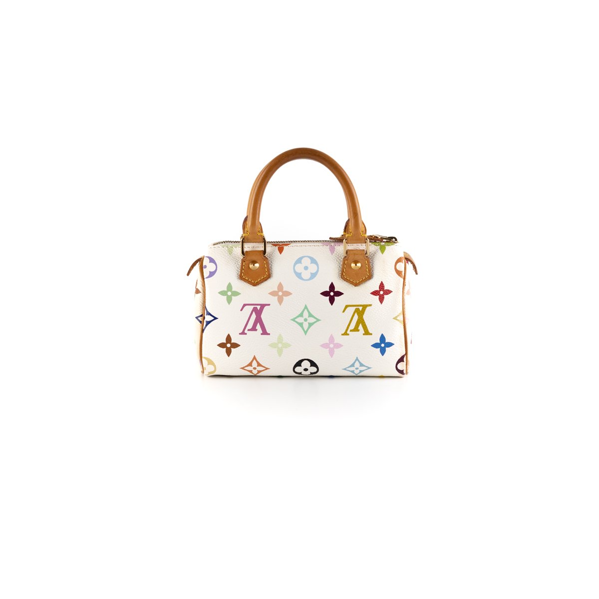Louis Vuitton Monogram Multicolor Mini Speedy Hand Bag White M92645 Auth am1013g