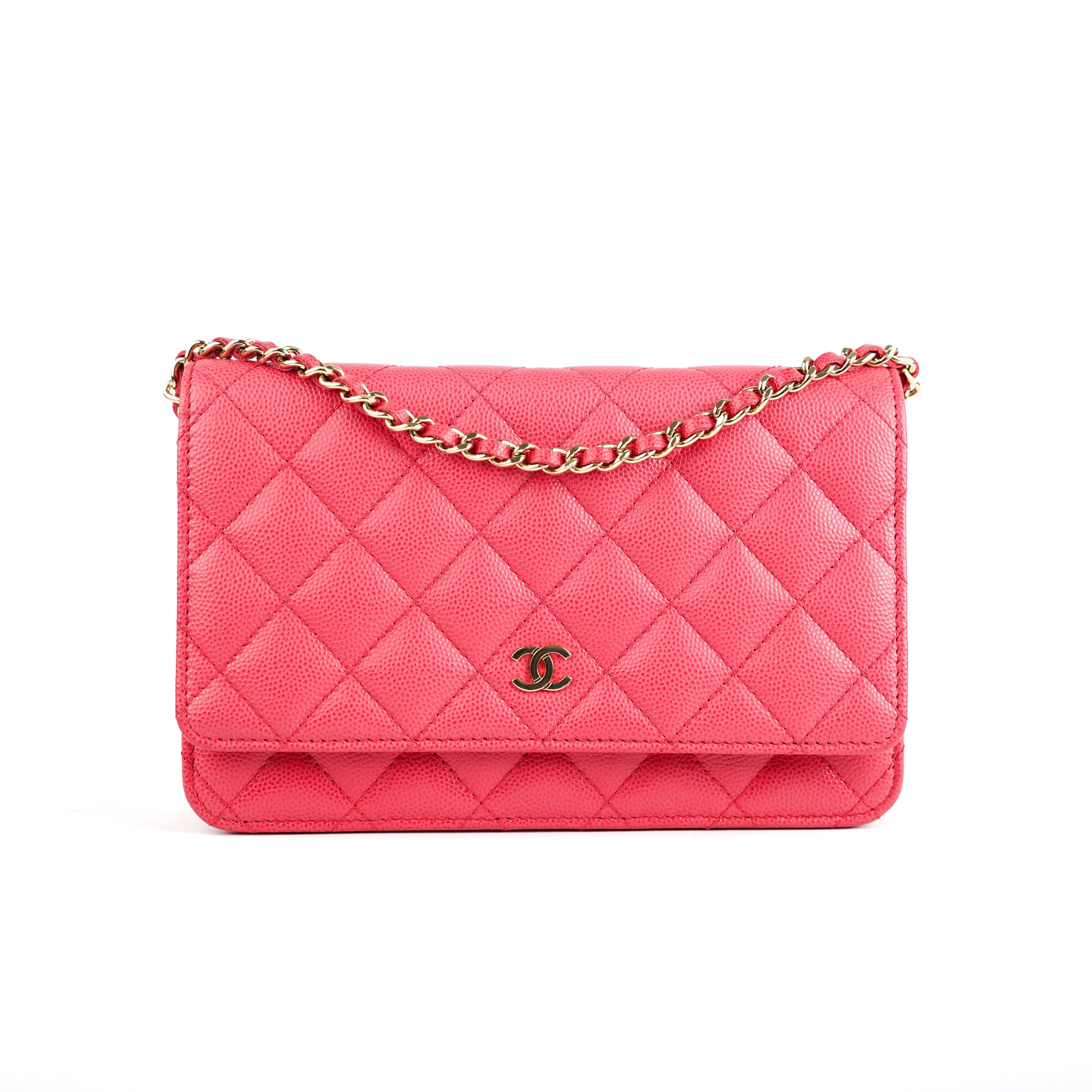 Brand New CHANEL 22B Pink Caviar GHW Beaded CC Wallet On Chain WOC with  Receipt  eBay