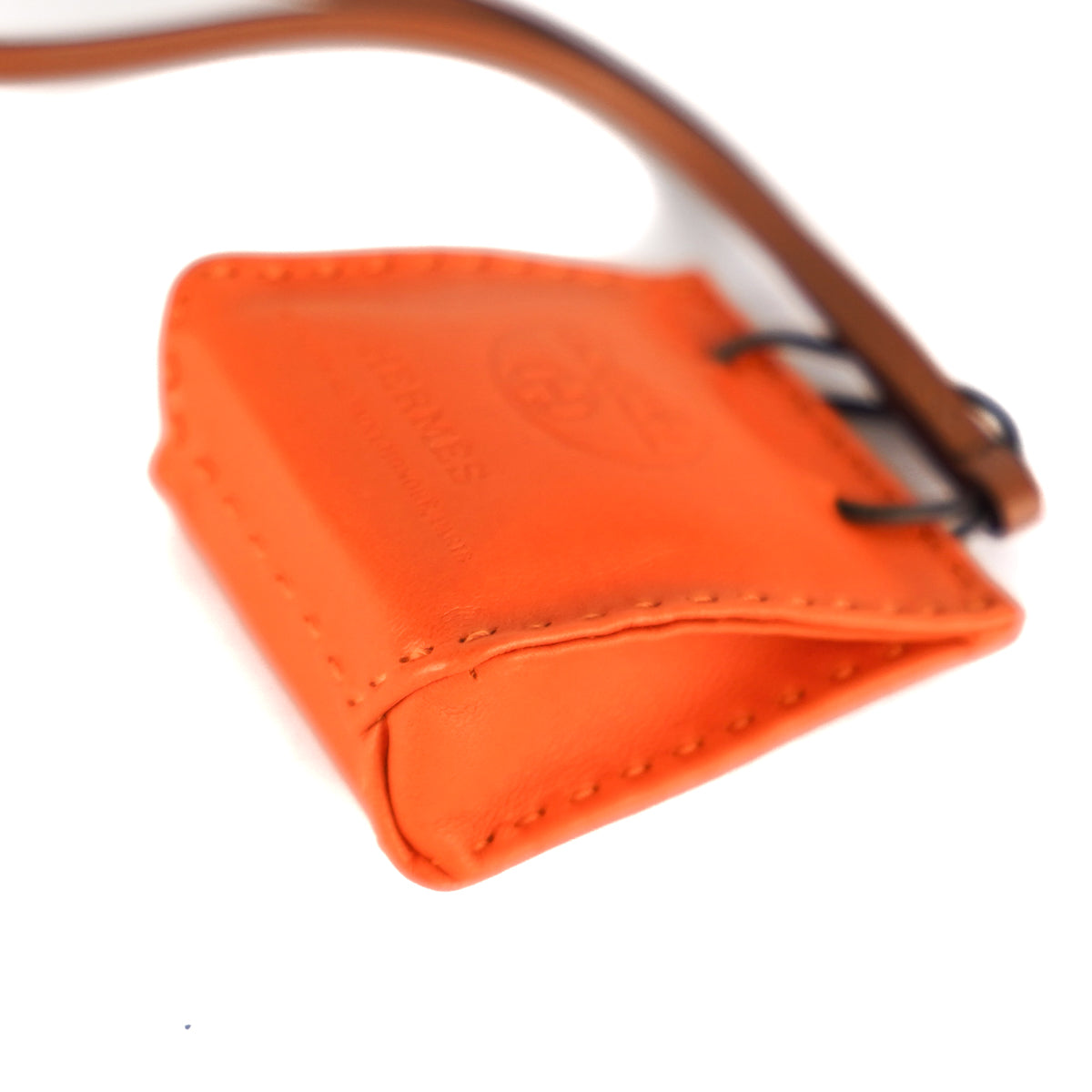 Hermès Orange Lambskin Shopping Bag Charm - Ann's Fabulous Closeouts