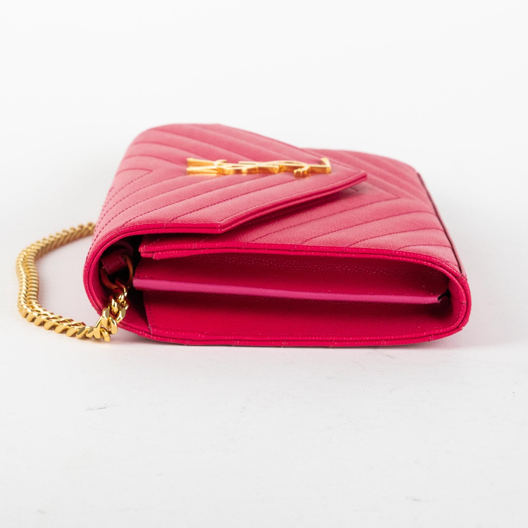 Saint Laurent Monogram Wallet-On-Chain - Pink