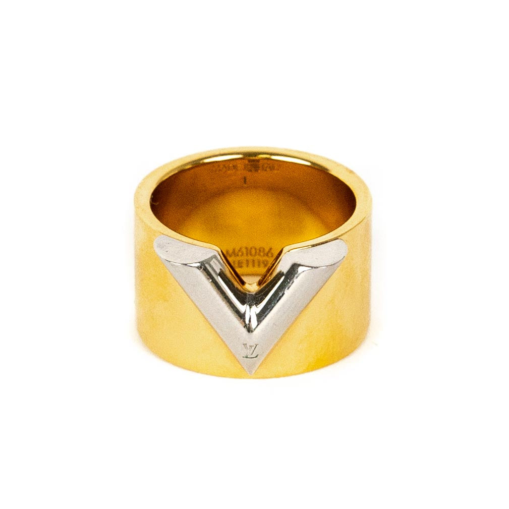 Louis Vuitton Essential V Pearlfection Ring Metal Gold 18378911