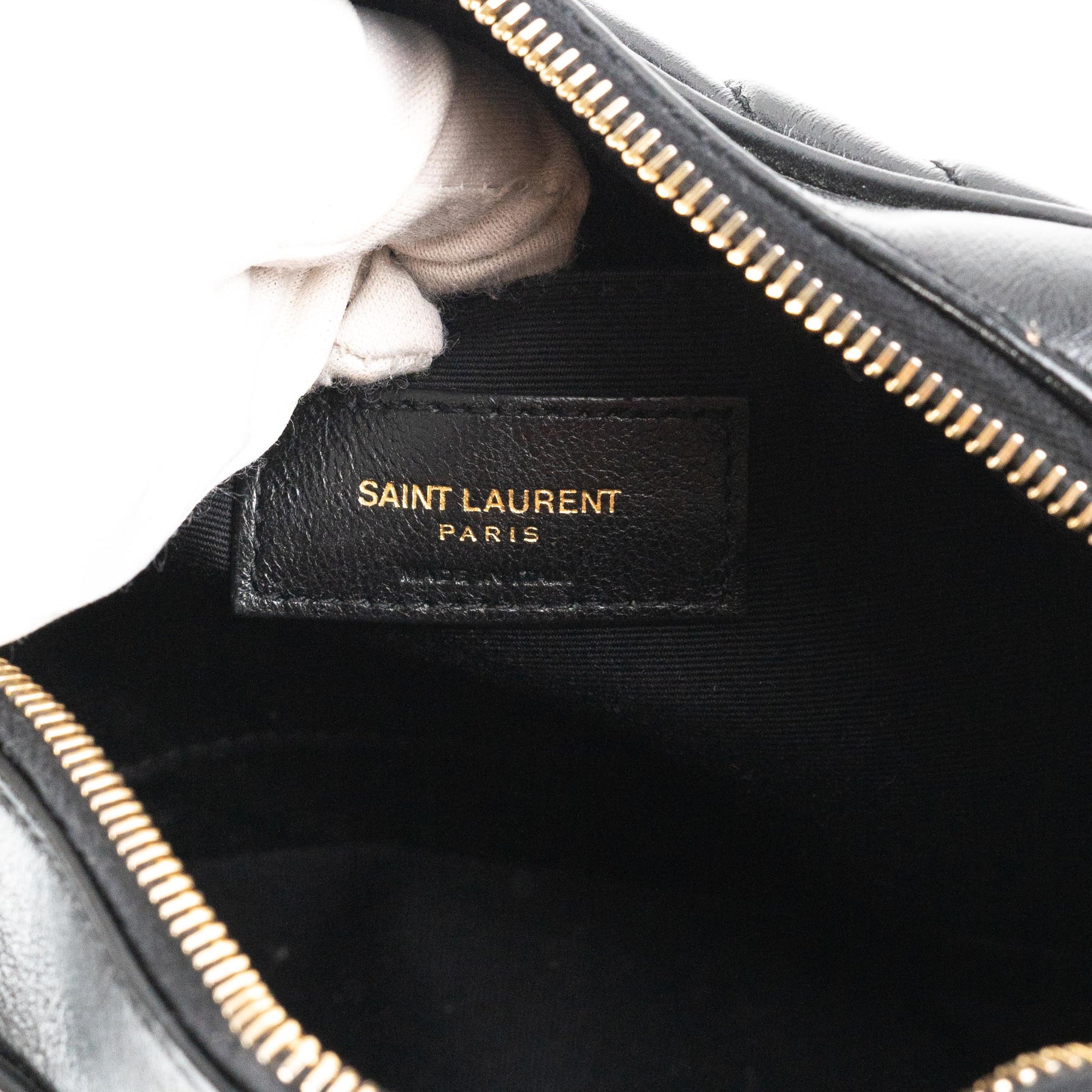 Saint Laurent Lou Camera Bag Dark Beige Chevron - THE PURSE AFFAIR