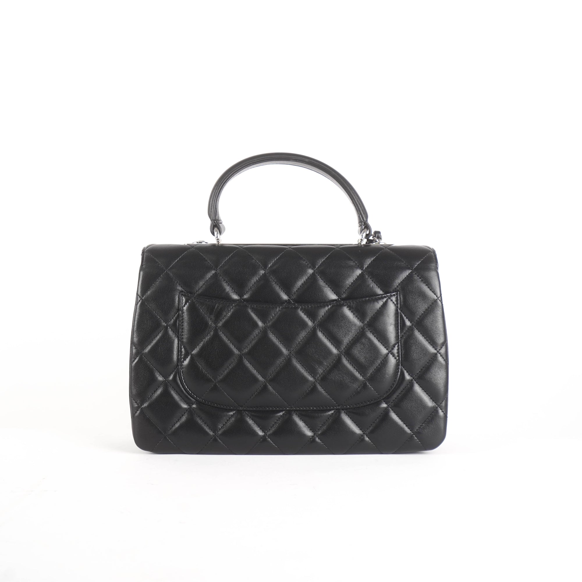 Lambskin Quilted Small Trendy CC Dual Handle Flap Bag Black