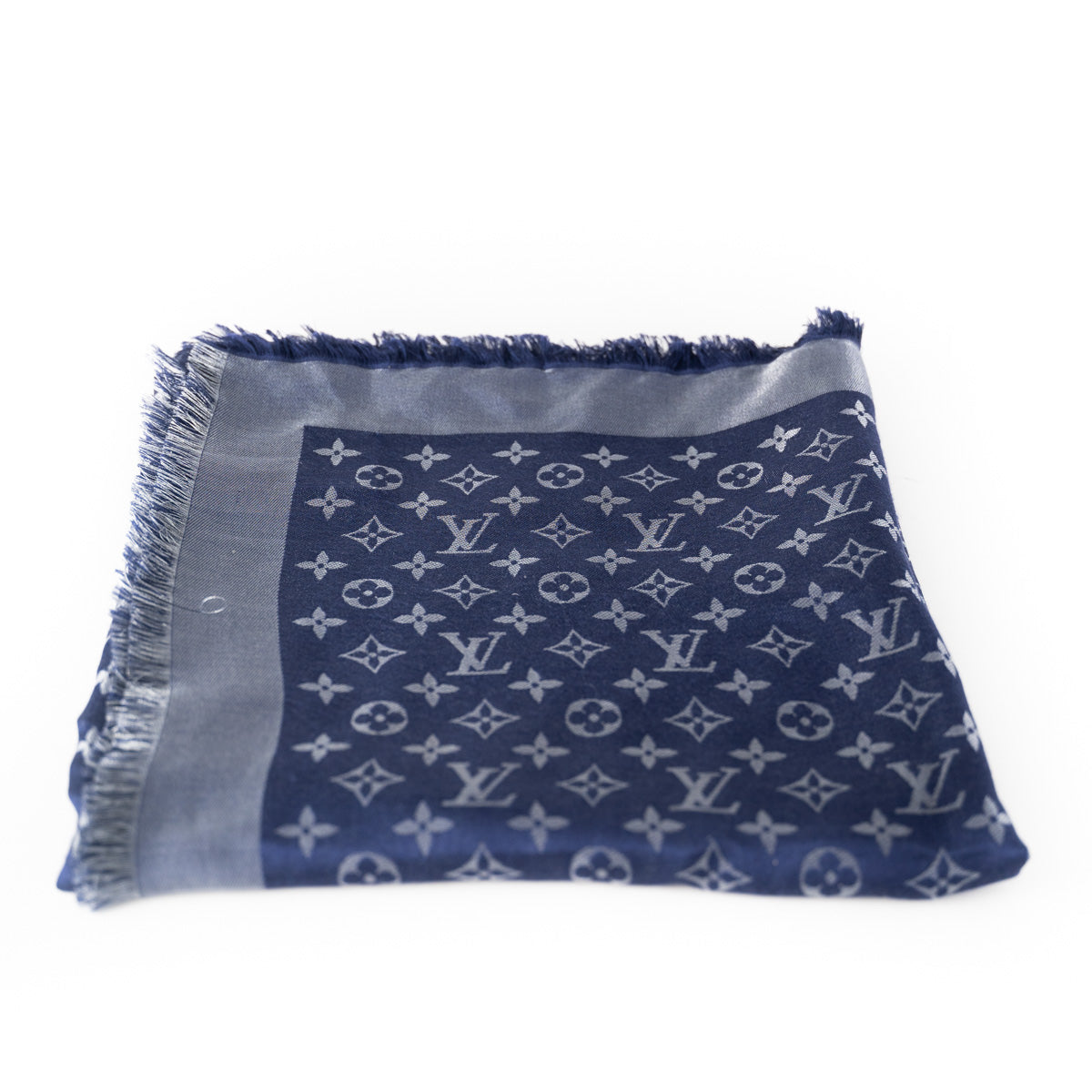 Louis Vuitton Blue Nuit Limited Edition Chale Monogram Silk and Wool Rock  Shawl For Sale at 1stDibs