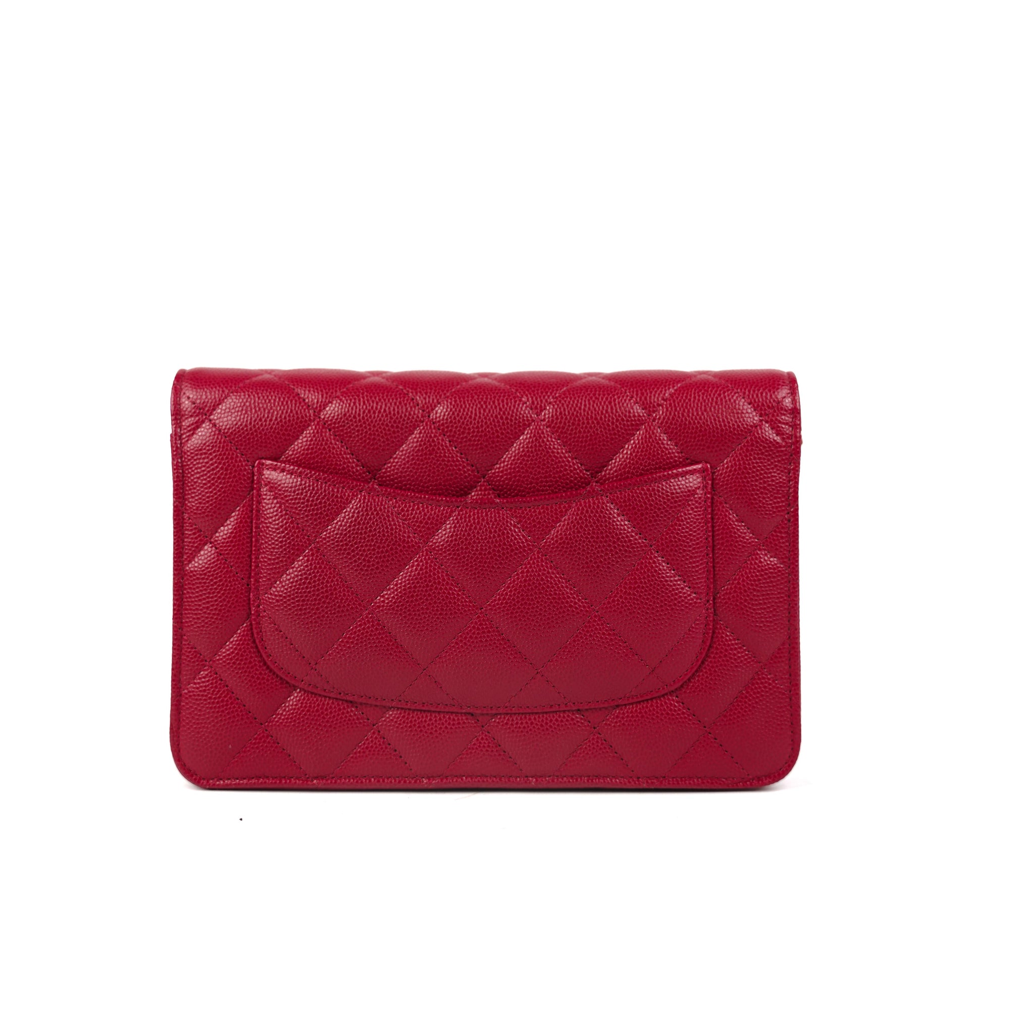 Chanel Red Quilted Caviar Classic Wallet on Chain (WOC) Q6BATL0FRB013