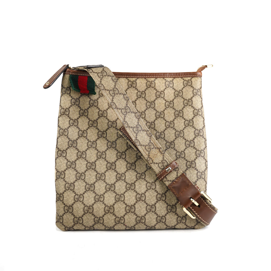 GUCCI GG Monogram Canvas Web Small Messenger Bag Beige 146309