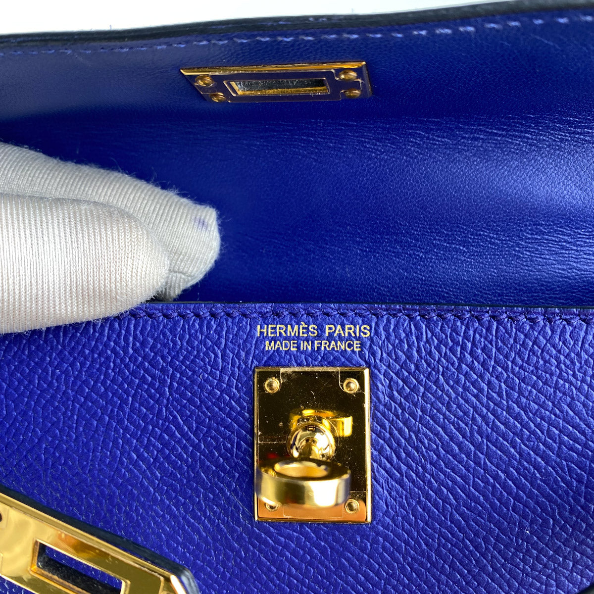 Hermès Kelly 20 Mini II Sellier Verso Blue Deep and Ebène Chèvre Palla