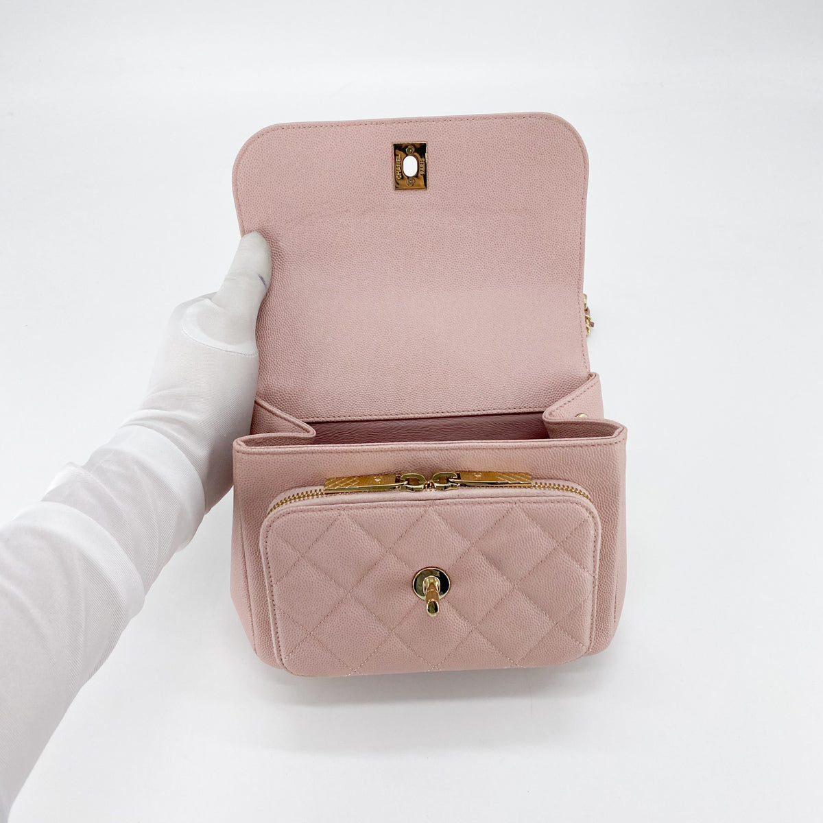 Preloved Chanel Pink Caviar Leather Business Affinity Flap Handbag 244   KimmieBBags LLC