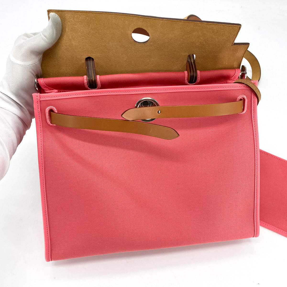 Hermes Pink Canvas and Leather Herbag Zip 31 Bag For Sale at 1stDibs
