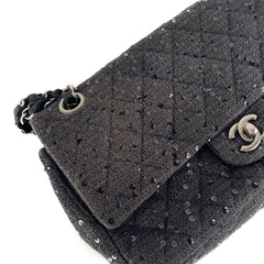 Chanel Quilted Sequins Tweed Flap Bag