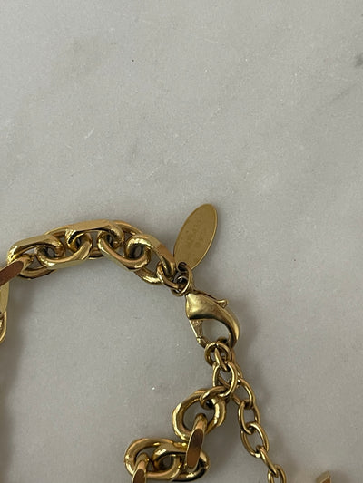 Authentic LOUIS VUITTON Brassle LV padlock 19 M8138E Bracelet  #260-004-677-5221