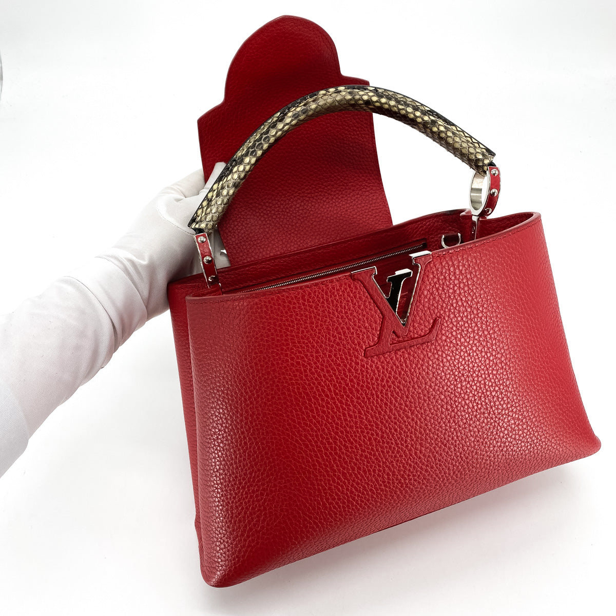 Louis Vuitton Capucines Mini Snow White Python Leather Gold  eBay