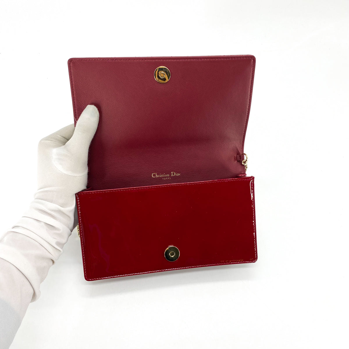 Lady dior leather wallet Dior Red in Leather - 23767447