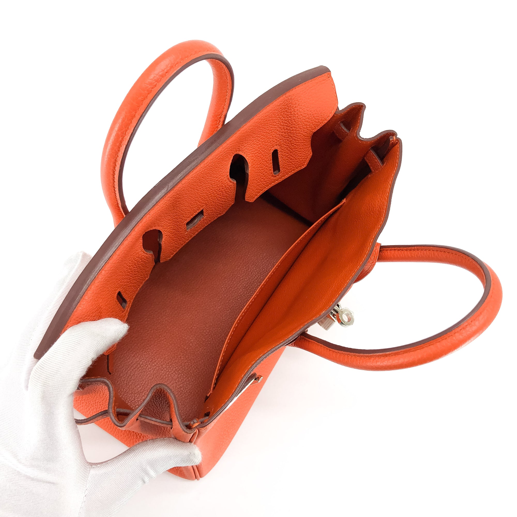 Birkin 25 leather handbag Hermès Red in Leather - 20831672