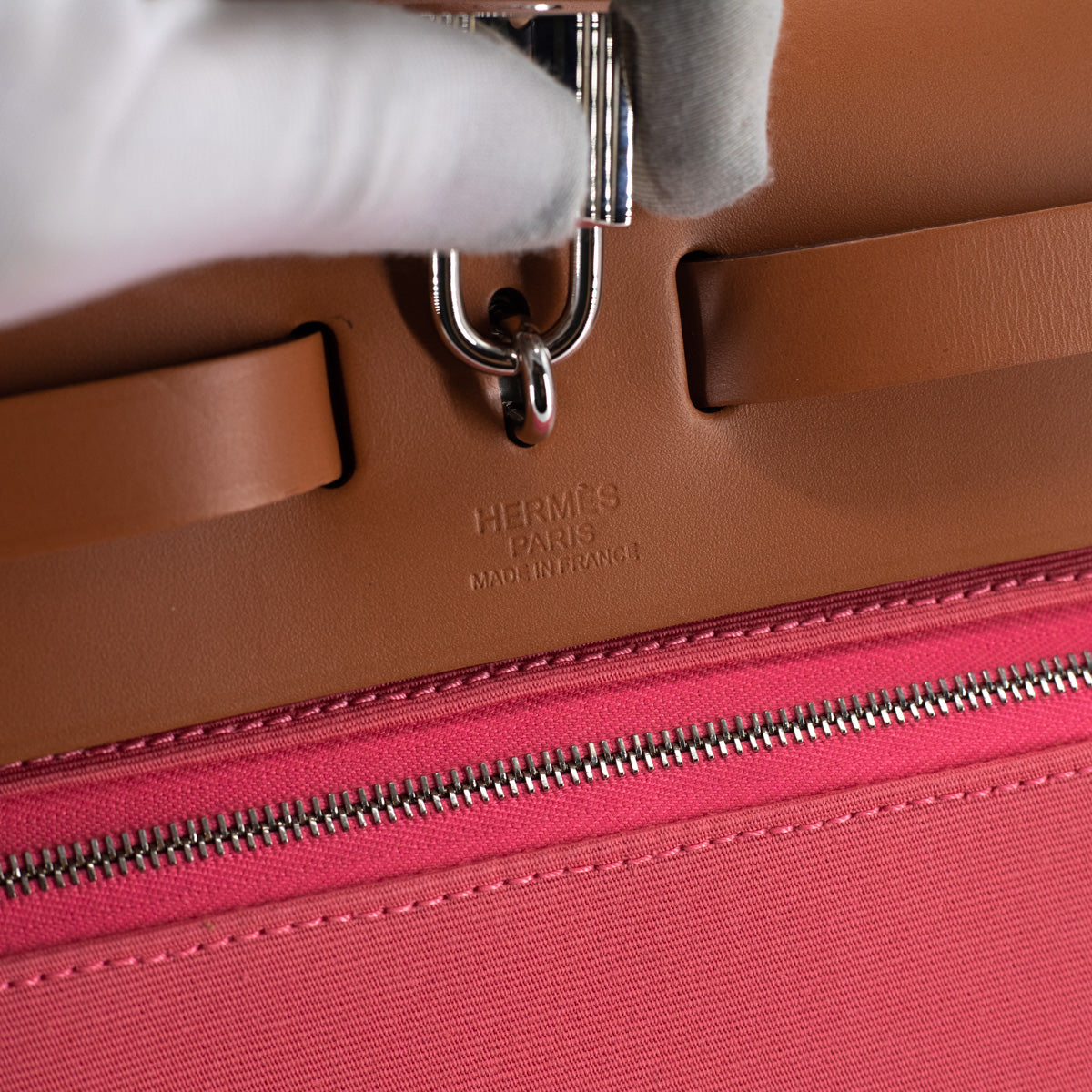 Hermes Pink Canvas Vacheta Leather Herbag Zip 31 Bag