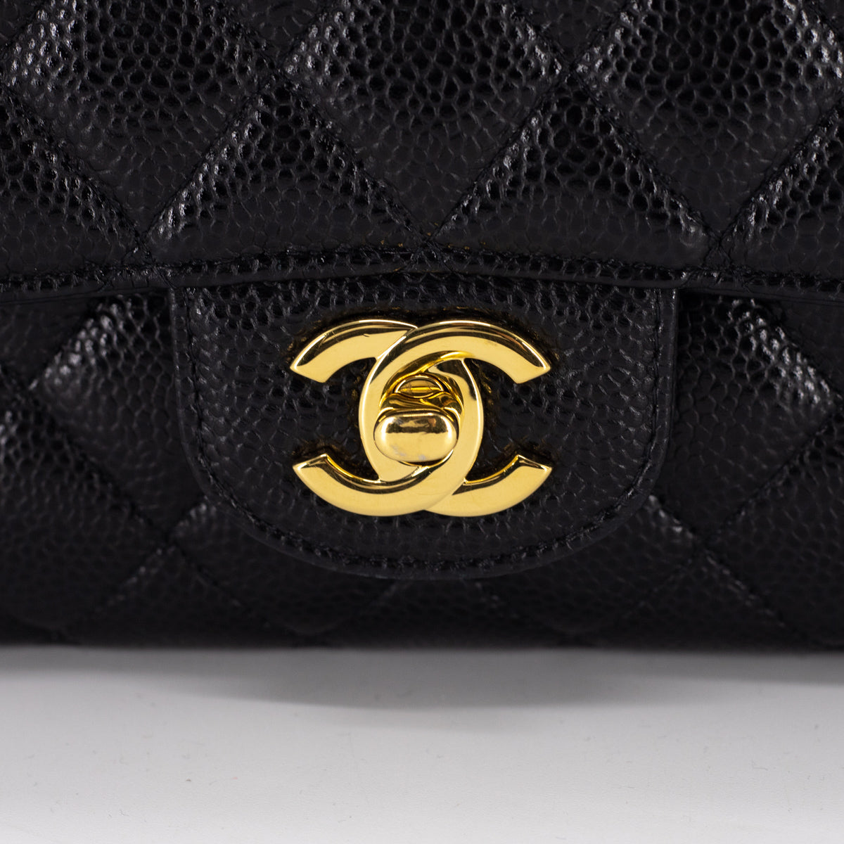 Chanel Classic Medium Double Flap 19B White Quilted Caviar with light gold  hardware  VLuxeStyle