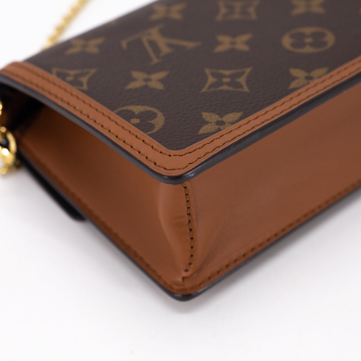 Dauphine chain wallet leather crossbody bag Louis Vuitton Brown in Leather  - 29466546