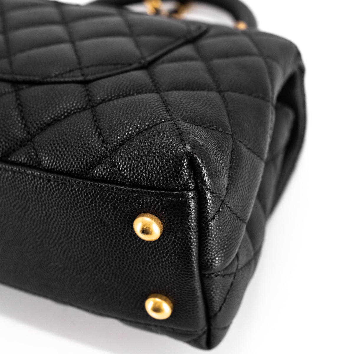 Chanel Black Quilted Caviar Lizard Small Coco Handle - modaselle