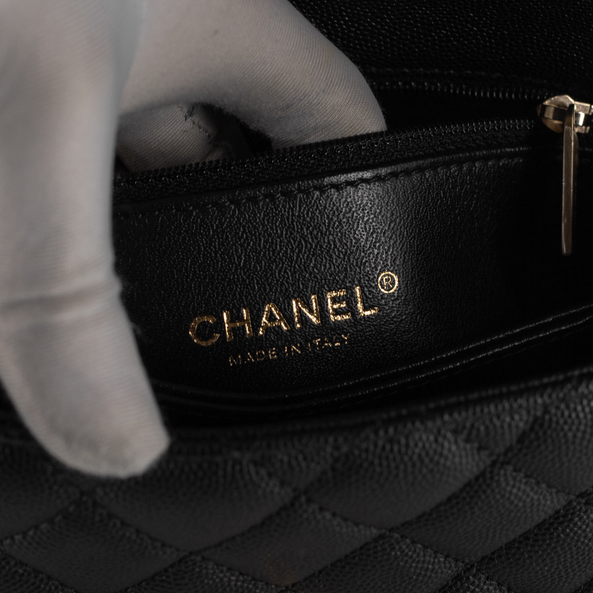 Chanel Black Quilted Caviar Lizard Small Coco Handle - modaselle