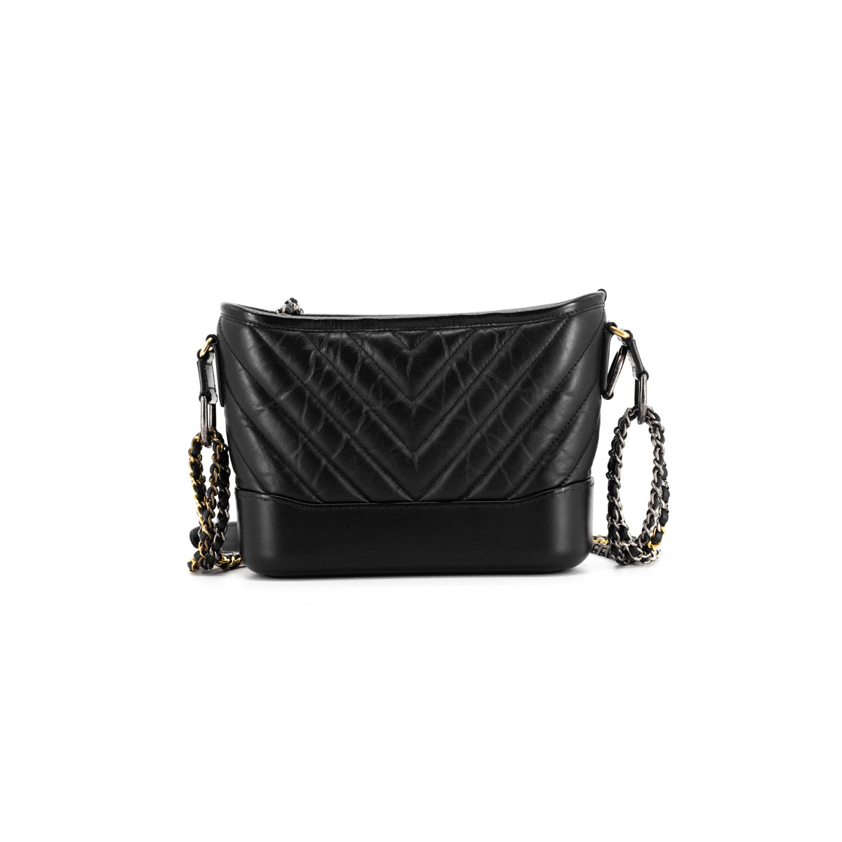 Chanel Gabrielle So Black small hobo bag in black chevron quilted