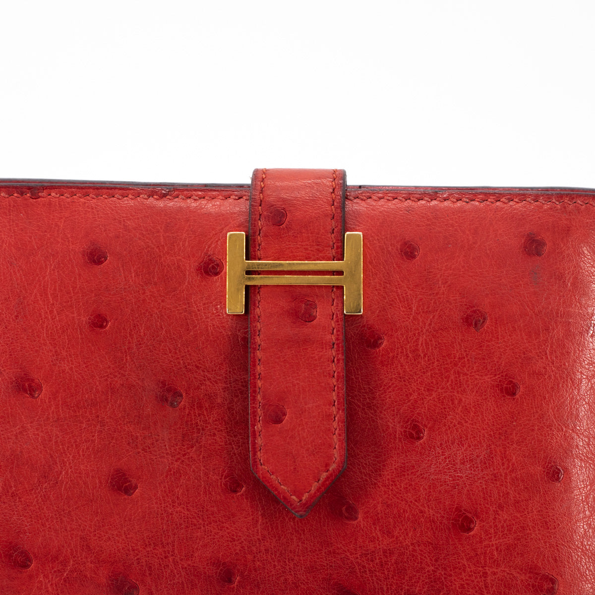 HERMES Bearn Soufflet Epsom leather Rouge vif □H Engraving Wallet