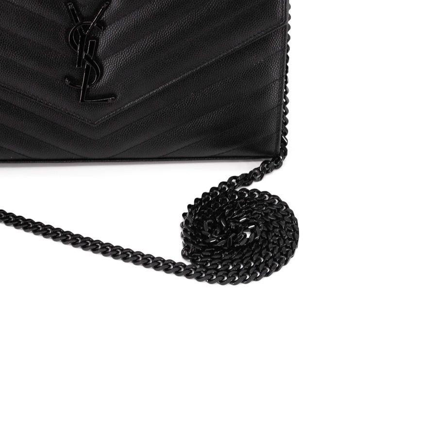 Saint Laurent Uptown Croc-effect Wallet on Chain WOC Black - THE PURSE  AFFAIR