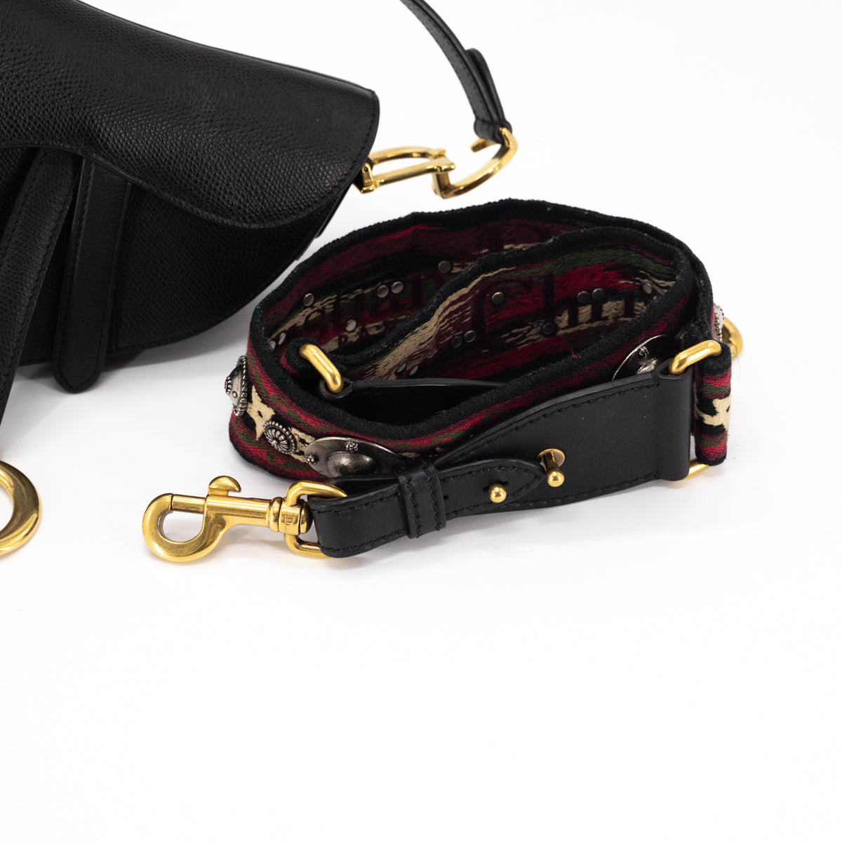 Dior Saddle Bag Black With Strap - The Purse Affair