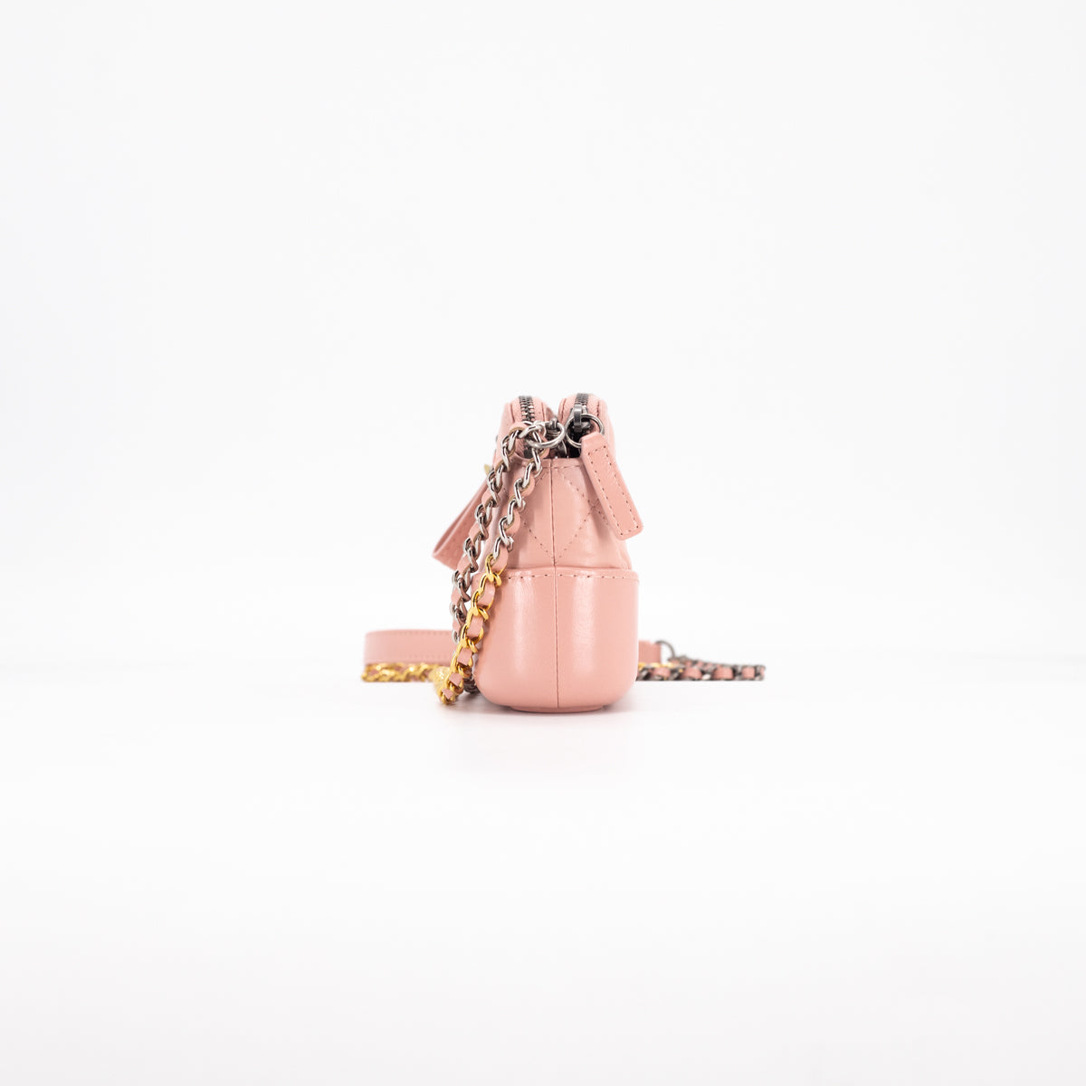 Chanel Quilted Calfskin Gabrielle Clutch On Chain Light Pink - THE