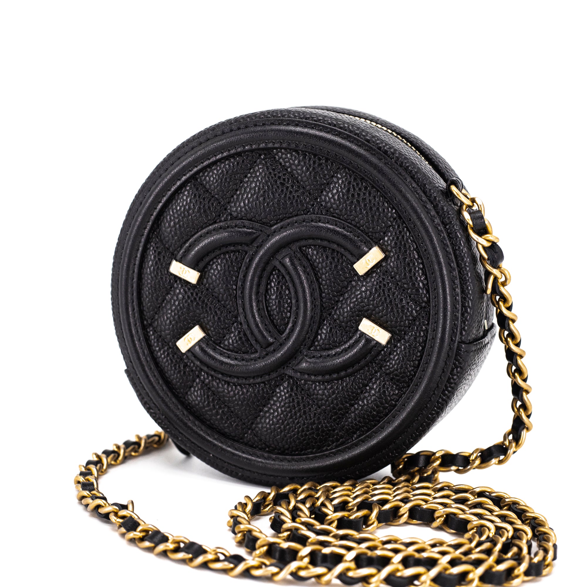 Chanel Flap Coin Purse With Chain Black Lambskin Aged Gold Hardware  Coco  Approved Studio