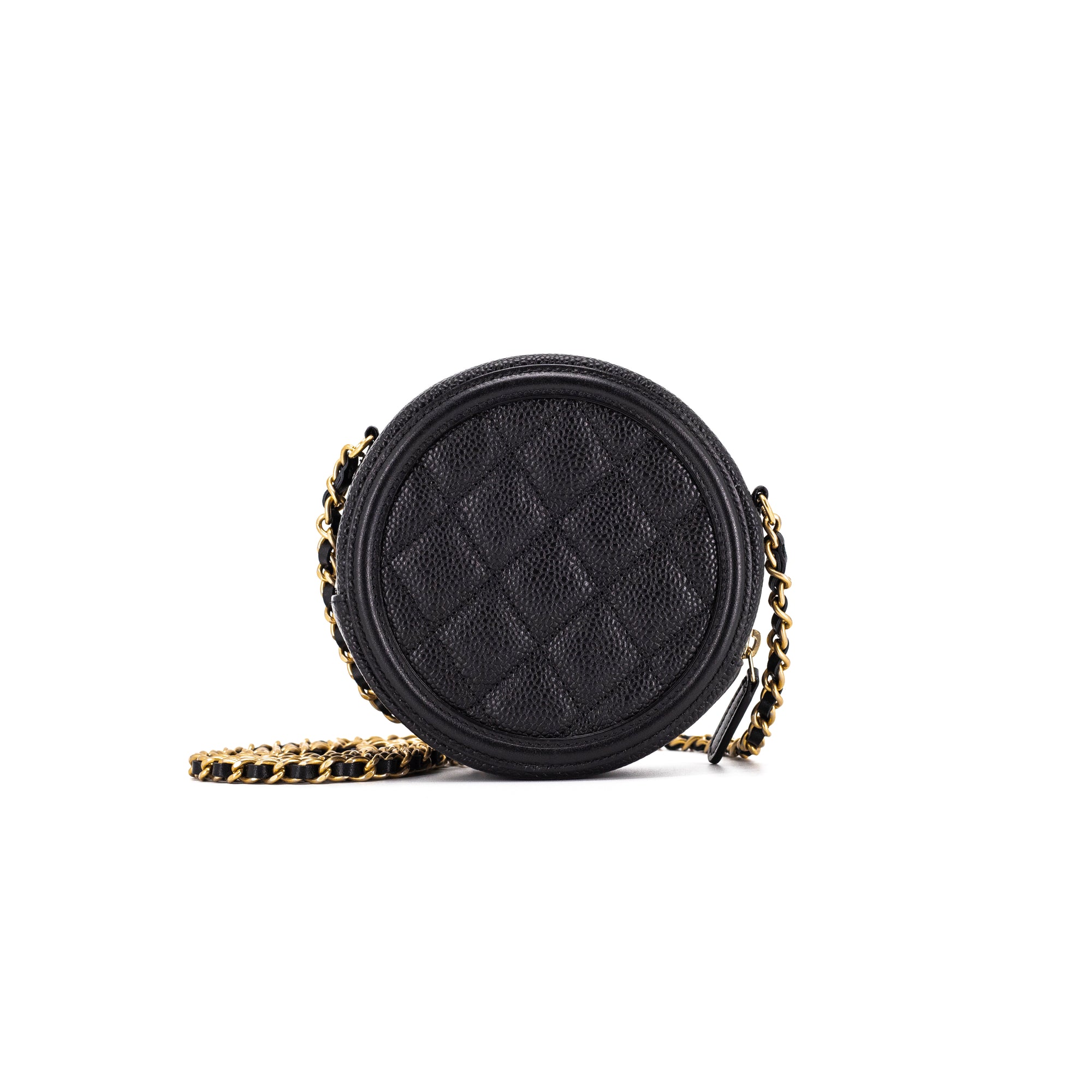 Chanel 20K Round Circle Clutch On Chain Green Caviar CC Shoulder