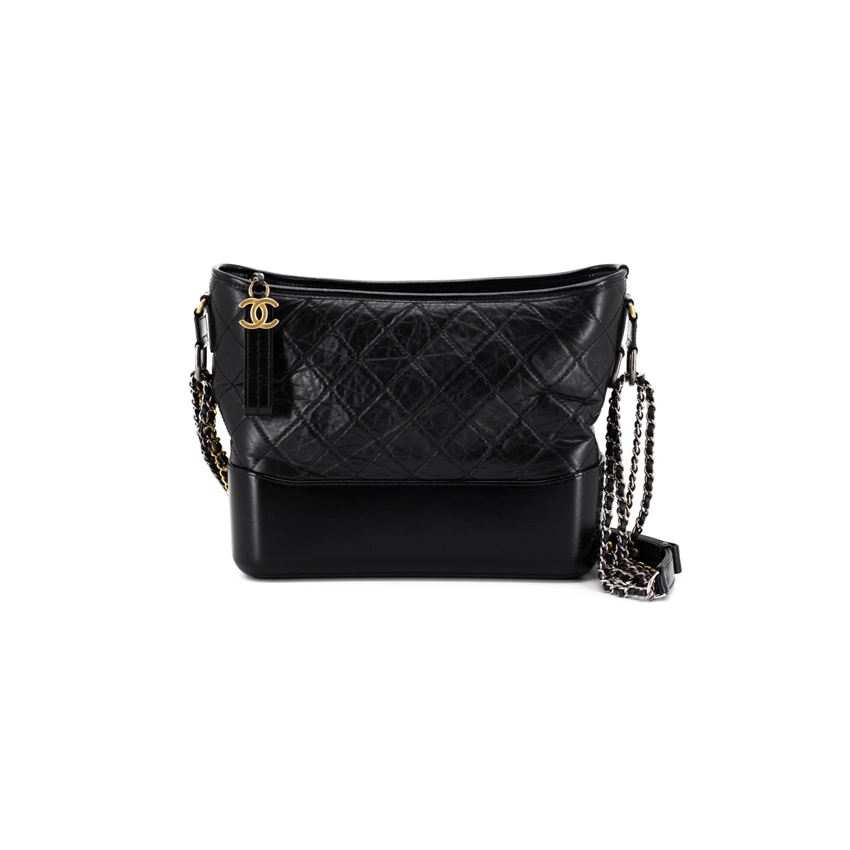 Pre-owned Chanel Gabrielle Hobo Bag Diamond Gabrielle Quilted Aged/smooth  Small Black