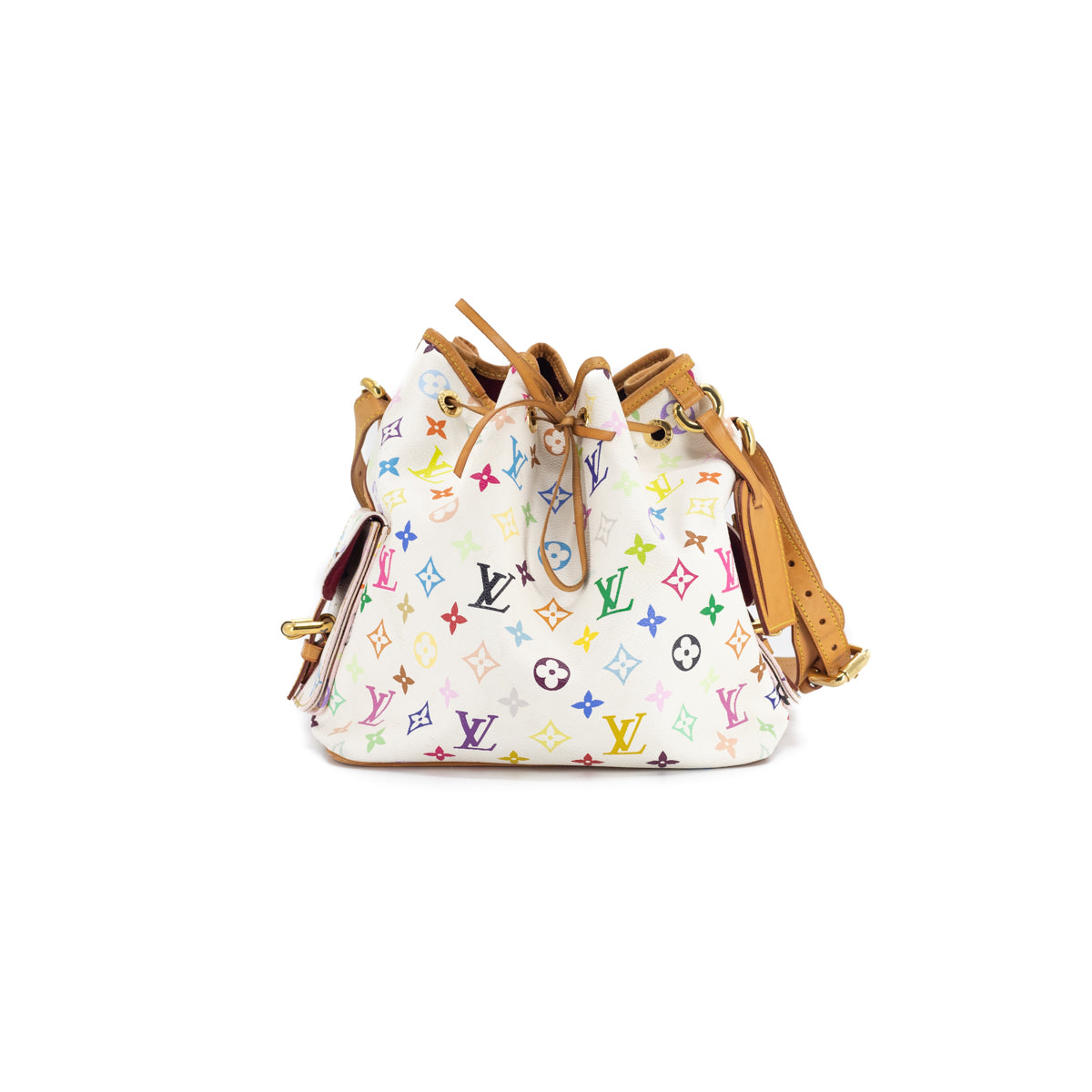 Louis Vuitton Multicolor Bucket Frange Tote Bag White M40109 LV Auth jk1684A