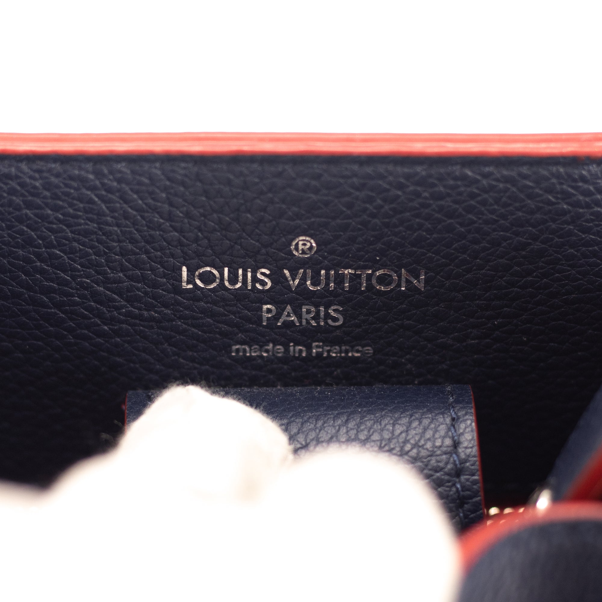 Authenticated Used LOUIS VUITTON Louis Vuitton Lock Me Cover Tote Bag  M54682 Grain Calf Leather Marine Rouge Silver Hardware Turn 