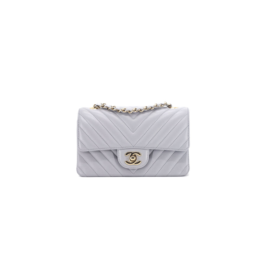 Chanel Mini Grey 20S Chevron with Gold Hardware, New in Box