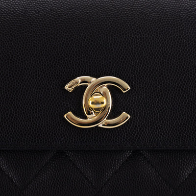 CHANEL Caviar Quilted Small Business Affinity Flap Dark Blue