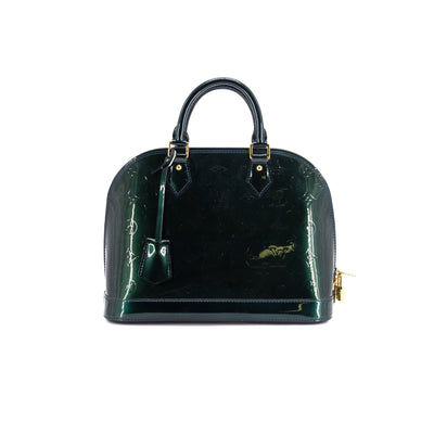 Louis Vuitton Alma GM Monogram Vernis Leather Satchel Bag Green