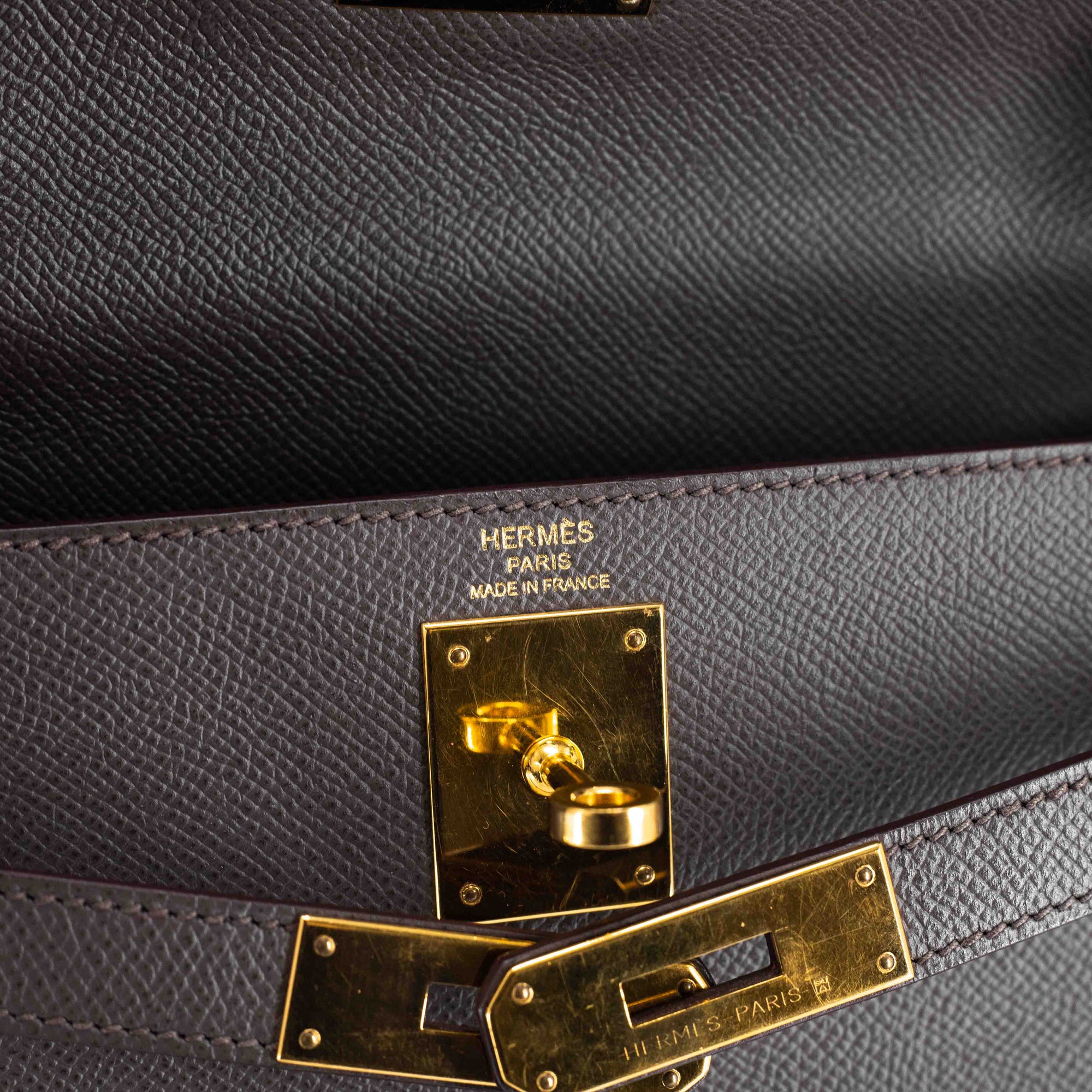 Hermes Etain Epsom Leather Gold Hardware Kelly Sellier 28 Bag Hermes