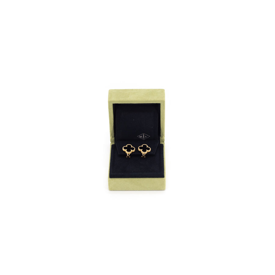 Van Cleef & Arpels Vintage Onyx Gold Earrings - THE PURSE AFFAIR