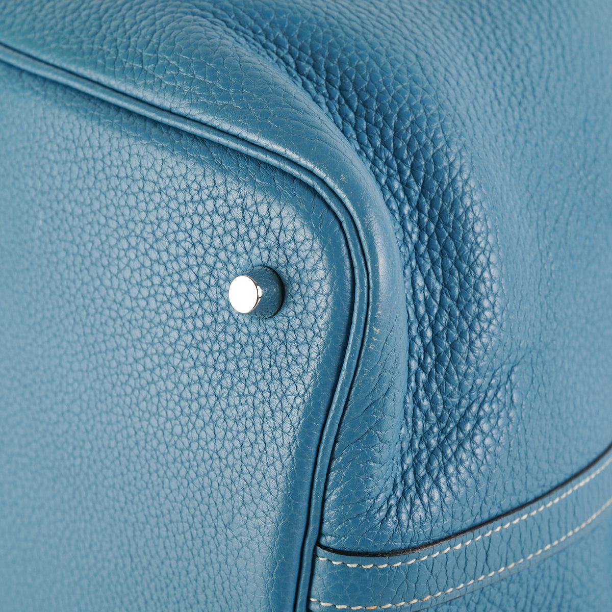 Hermes Birkin 35 Handbag Taurillon Clemence Blue Jean GP Metal Fittings F Stamp