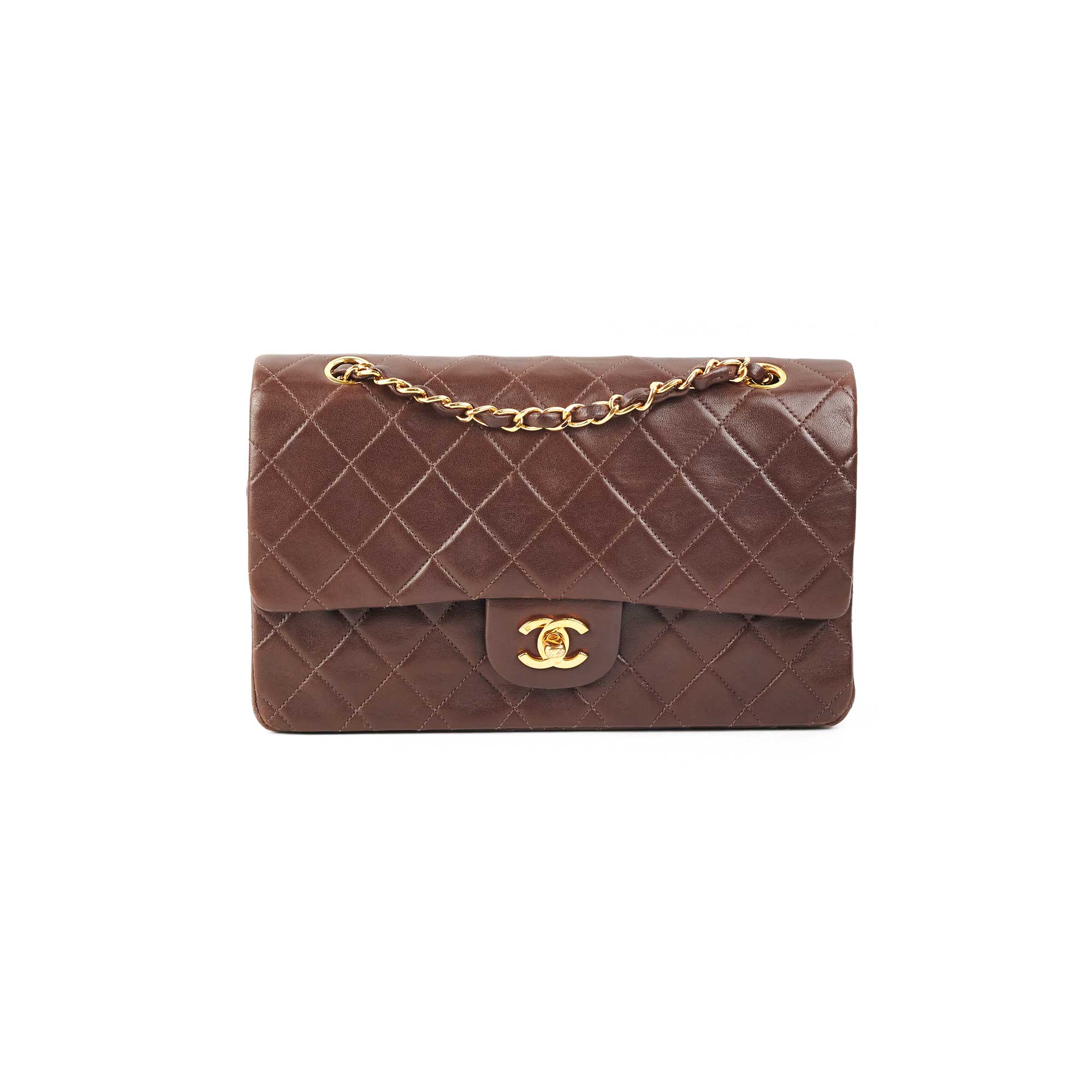 CHANEL Vintage Classic Double Flap Bag Quilted Lambskin Brown 25 - Chelsea  Vintage Couture