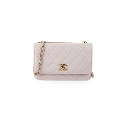 Chanel WOC (Wallet on Chain) in pink with crystal CC logo - Happy